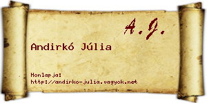Andirkó Júlia névjegykártya